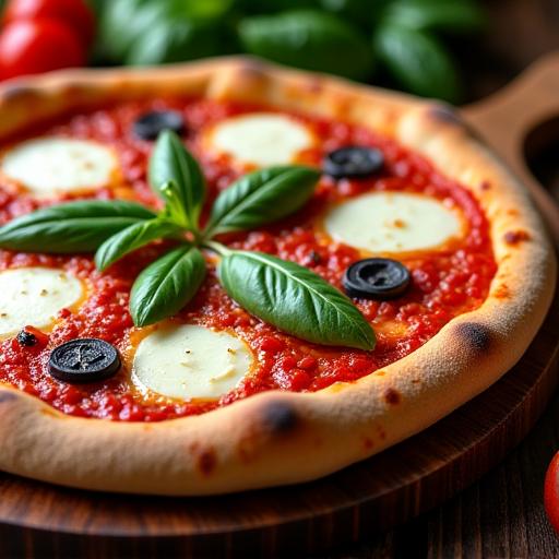 Pizza napoletana appena sfornata con cornicione alto