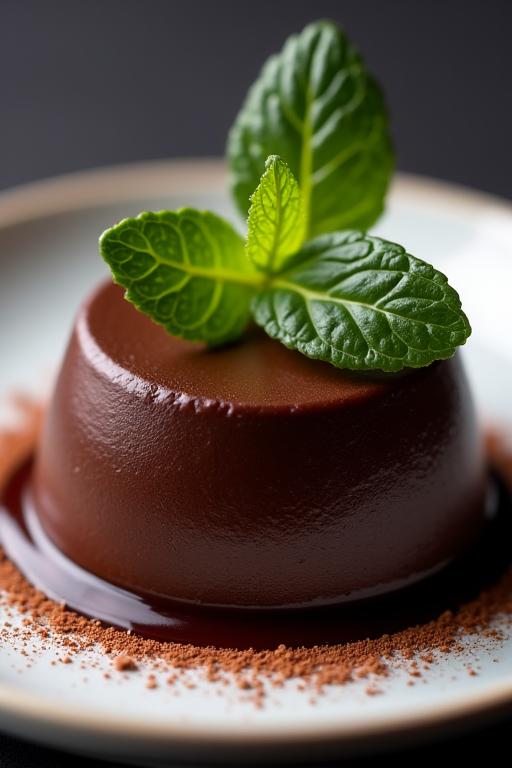 Dessert al cioccolato con decorazione alla menta